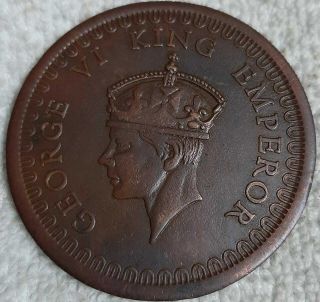 1818 George Vi King Emperor East India Company Uk One Anna Rare Big Palm Coin