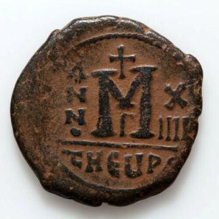 Byzantine Coin Ae Follis Maurice Tiberius Antioch 582 - 602 Ad Year 15