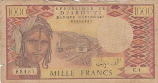 1000 Francs Vg Banknote From Djibouti 1979 Pick - 37a