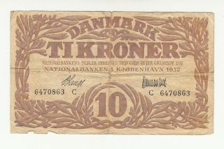 Denmark 10 Kroner 1932 Circ.  P26d @