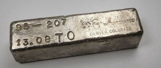 Denver,  Colorado - C & S Incorporated 13.  08 Ozt.  999 Fine Silver Poured Bar