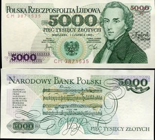 Poland 5000 5,  000 Zlotych 1982 P 150 Unc