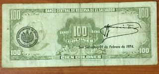 El Salvador 100 Colones 12 - May - 70 Very Scarce Design Sere Dz - Printed By Usbc
