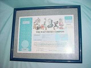 The Walt Disney Company Framed Stock Certificate 4 Four Shares 1994