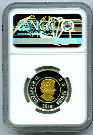 2019 CANADA $2 GILT SILVER PROOF POLAR BEAR TOONIE NGC PF69 UCAM FIRST RELEASES 2