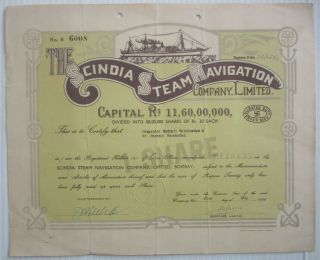 India Scindia Steam Navigation Co.  Ltd.  1958 Share Certificate