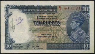 British India King George Vi 10 Rupees J.  B.  Taylor P19 Gef - Au 1937. .