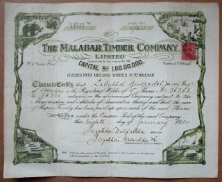 India The Malabar Timber Co.  Ltd.  1921 Share Certificate