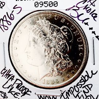 1886 S Morgan Choice Bu,  Ultra Proof Like Flawless Pl Wow Coin Nr 09500