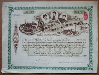 India The Ahmedabad Ginning & Manufacturing Co.  Ltd.  1921 Share Certificate