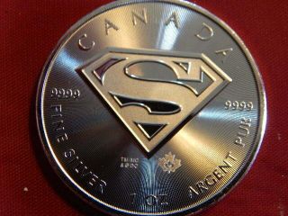 2016 1 Oz.  $5 Canada Maple Leaf Superman S Shield.  9999 Silver