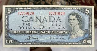 R/x 7719179 Bank Of Canada 1954 $5 Dollar Banknote Bouey Rasminsky