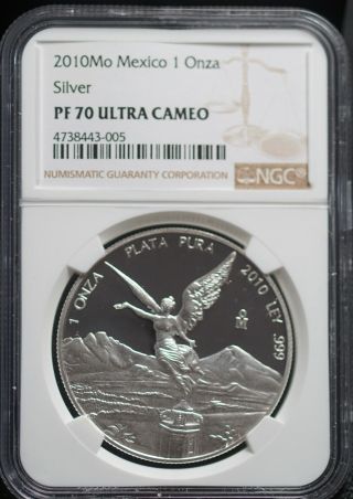 2010 Ngc Pf70 Ultra Cameo Mexico Plata Pura Mexican Libertad Silver 1 Oz Coin |1