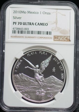 2010 Ngc Pf70 Ultra Cameo Mexico Plata Pura Mexican Libertad Silver 1 Oz Coin |2