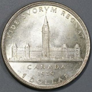 1939 Canada Silver Dollar Royal Visit Unc George Vi Coin (19071302r)