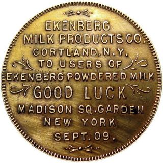 1909 Cortland York Good Luck Swastika Token Ekenberg Powdered Milk Nyc