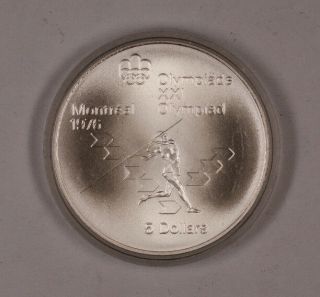 1975 Canada Rcm 5 Dollar Silver 1976 Montreal Olympic Games Silver Coin
