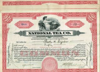 Set 6 National Tea Co. ,  1920s,  Red,  Vf - Vf Minus