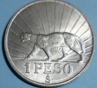 1942 Uruguay 1 Peso Puma Silver Coin 2