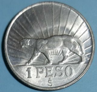 1942 Uruguay 1 Peso Puma Silver Coin 1