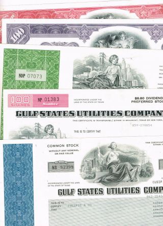 Set 5 Gulf States Utilities,  Texas,  1950 - 80s,  All Different,  Vf