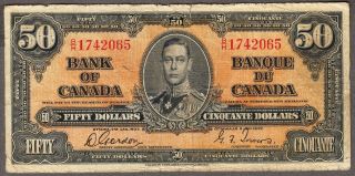 1937 Bank Of Canada - $50.  00 Bank Note - Vg - Gordon Towers B/h 1742065