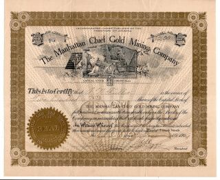 1906 Arizona Stock The Manhattan Chief Gold Mining Company