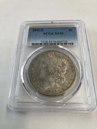 1892 - S $1 Silver Morgan Dollar,  Certified By Pcgs Xf45