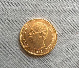 1883 Kingdom Of Italy,  Umberto I.  Gold 20 Lire Coin.  (au - Unc) 6.  43gm