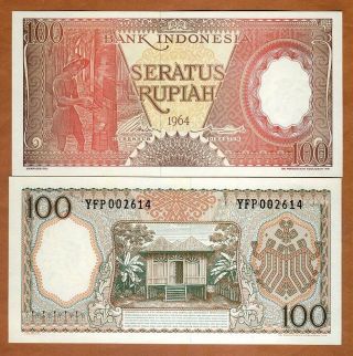 Indonesia,  100 Rupiah,  1964 P - 97,  Unc
