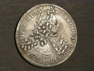 Austria 1707 1 Thaler Joseph I Silver Crown Vf - Xf