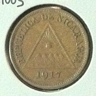 Nicaragua 1/2 Centavos Km 10 Xf 1917