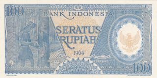 100 Rupiah Unc Banknote From Indonesia 1964 Pick - 98