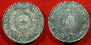 1889 Paraguay Silver Peso - Solid Xf Stk Wb229