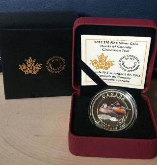 2015 $10 Fine Silver Coin Ducks Of Canada Cinnamon Teal 15.  87 Gram