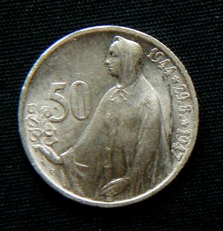 1947 Czechoslovakia Silver Coin 50 Korun Unc Slovak Uprising 1944