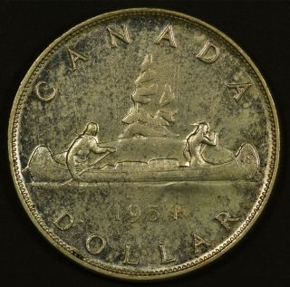 Canada,  1954 Silver $1 Dollar - Short Water Lines - Collector Grade