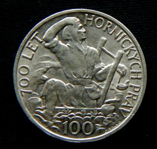 1949 Czechoslovakia Silver Coin 100 Korun Unc 700th Jihlava Mining Privileges
