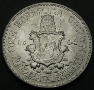 Bermuda 1 Crown 1964 - Silver - Elizabeth Ii.  - Xf - 1123