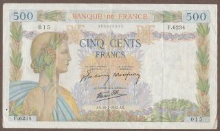 1942 France 500 Franc Note