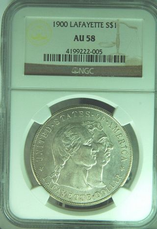 1900 Lafayette Commemorative Dollar Ngc Certified Au - 58 Rare