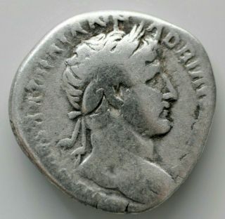 Hadrian.  Ad 117 - 138.  Ar 2.  86gr;18mm Denarius.  Rome.  Laureate Bust Right,