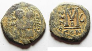Zurqieh - As8094 - Byzantine Empire.  Justin Ii & Sophia Bronze Follis