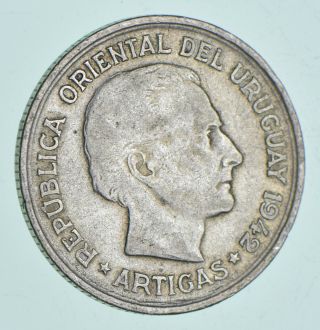 Silver - World Coin - 1942 Uruguay 1 Peso - World Silver Coin 9.  1 Grams 912