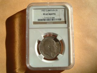 Great Britain Silver 1902 King Edward Vii Two Shillings/florin Ngc Pf 63 Matte