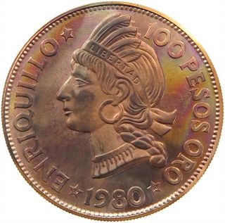 Dominican Republic 100 Pesos 1980 Copper Proof Pattern T84 127