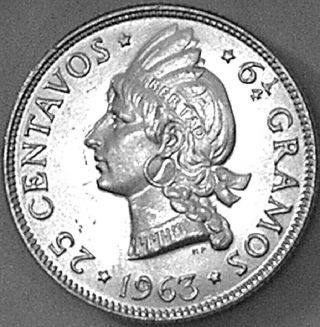 Dominican Republic 1963 25 Centavos Commemorative - - - - Very Sharp B U - - - -
