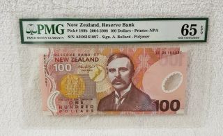 2004 - 08 Zealand,  Reserve Bank Pick 189b 100 Dollars Pmg 65 Epq Gem Unc