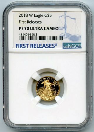 2018 W Gold Eagle G $5 Ngc Pf 70 First Releases 4814014 - 013