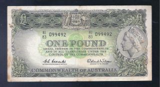 Australia,  1961 - 5,  Qe11,  £1 Pound,  P - 34,  Crisp F - Vf